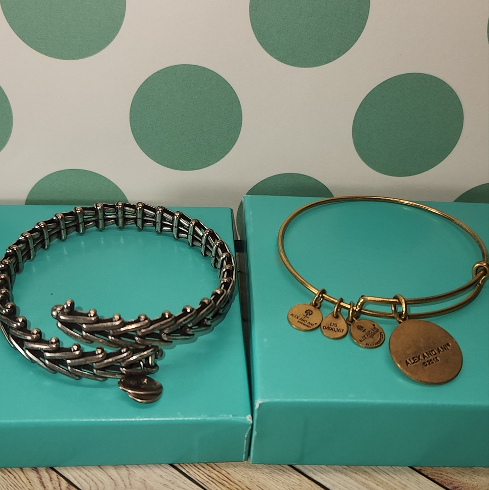 #1624, ALEX  AND ANNI LOT OF TWO BRACELETS, SILVER AND MATTE GOLD TONE